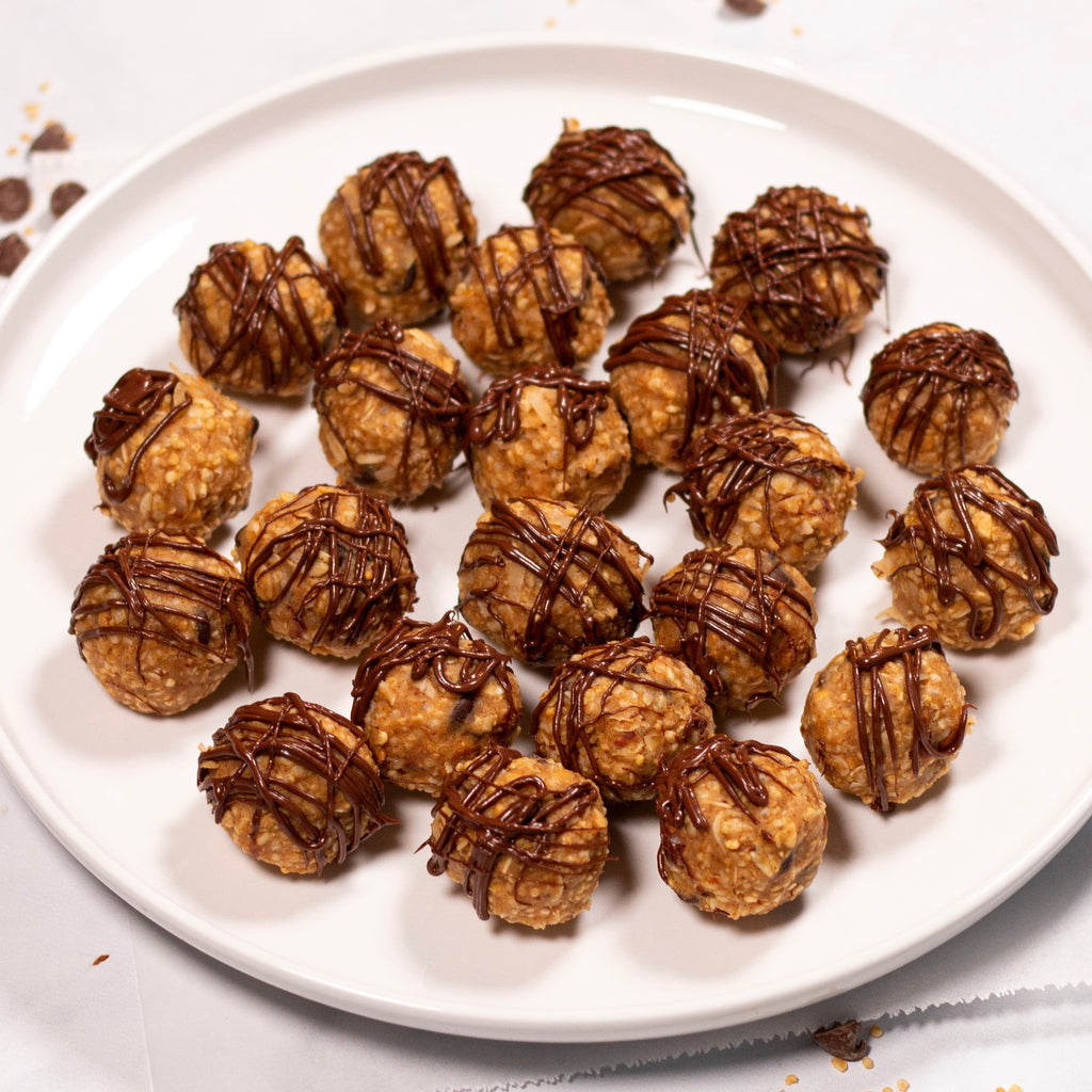 Chocolate Drizzled Quinoa Bites
