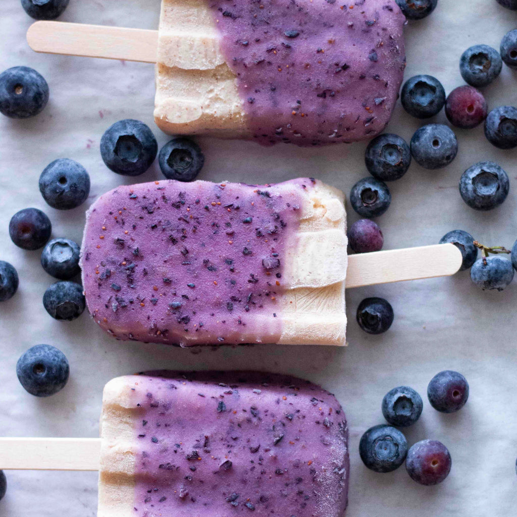 Almond Butter + Blueberry Popsicles