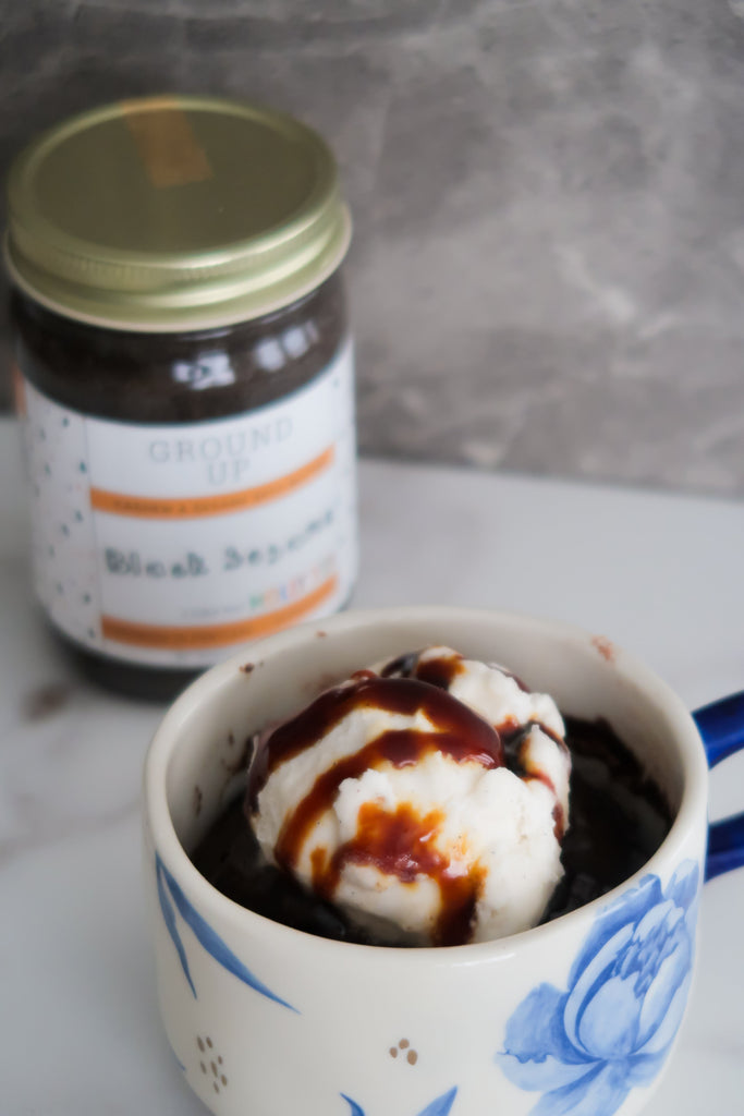 Chocolate Black Sesame Mug Cake